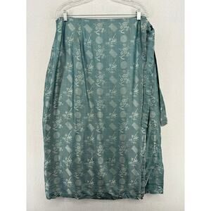 NHA MAY LAI Skirt M Wrap Tie Belt Brocade Vietnamese Traditional Sarong Blue